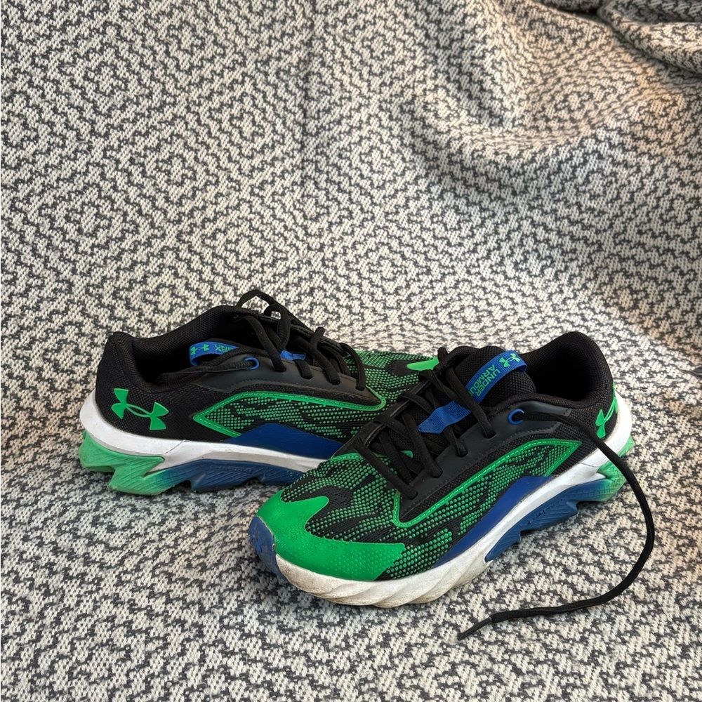 Under Armour Kids' Black, Green, and Blue Sneakers